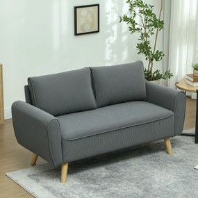 HOMCOM Dwumiejscowa Sofa, Kanapa z Tkaniny, 2 Poduszki Tylnie, Pokrycie z Sztruksu, 145 x 75 x 78 cm, Antracyt
