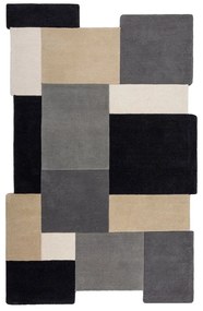 Czarno-szary wełniany dywan tkany ręcznie 200x290 cm Collage Monochrome – Flair Rugs