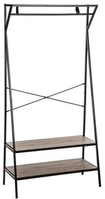 Wieszak na ubrania z półkami na buty, 160 x 80 x 38 cm, drążek, otwarta szafa