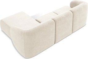 Beżowy narożnik z tkaniny szenilowej (prawostronny/z szezlongiem) Lani – Makamii