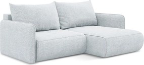 Narożnik prawostronny z funkcją spania - z tkaniny szenilowej - jasny niebieski - NANEA