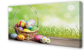 Obraz canvas na ścianę Koszyk z Jajkami na Łące