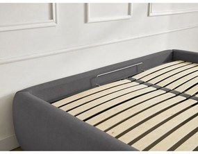 Ciemnoszare tapicerowane łóżko dwuosobowe ze schowkiem/bez zagłówka ze stelażem 180x200 cm Inera – Bobochic Paris