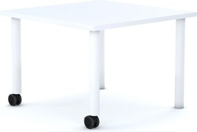 Stolik szkolny na kółkach Move kwadratowy 75x75 cm, rozmiar 4-6, blat biały / nogi białe