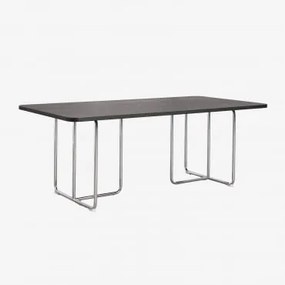 Prostokątny Stół Jadalny Z Płyty Mdf I Tento Ze Stali Nierdzewnej Czarny Fornir Jesionowy & 200 X 100 Cm - Sklum