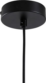 Lampa wisząca Japandi czarna z brązowym materiałowym kloszem - Bida