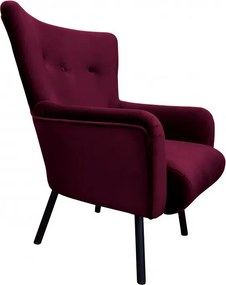 Fotel TULIP tkanina Welur noga metalowa Uszak luksusowy komfort salonu : Kolor nogi - Czarna, Kolor tkaniny - VELVET - MG02