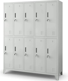 Metalowa szatnia 10-skrytkowa Bartek 136x45x172 cm szara
