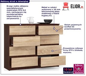 Klasyczna komoda z szufladami wenge + dąb sonoma - Sarleto 3X