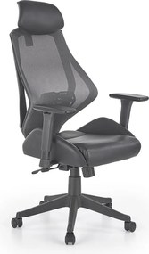 Ergonomiczny czarny fotel obrotowy z regulacją oparcia i zagłówkiem D8-W52