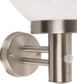 Lampa ścienna zewnętrzna stal nierdzewna IP44 z czujnikiem ruchu - Sfera