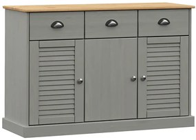 Szara sosnowa komoda z 3 szufladami i drzwiczkami B0-D27