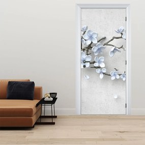 Fototapeta na drzwi - Niebieskie kwiaty (95x205cm)