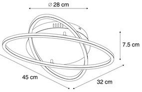 Lampa sufitowa czarna z drewnem orzechowym z LED z 3-stopniową regulacją jasności 2-źródła światła - Kane Nowoczesny Oswietlenie wewnetrzne