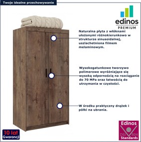 Szafa na ubrania z drążkiem i półkami dąb lefkas Z6-S99