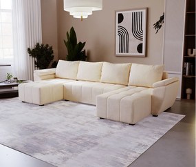 BEDANTE narożnik ZEUS U Monolith 02 beżowy z funkcją spania sofa w kształcie litery U z pojemnikiem na pościel kanapa do salonu sofa rozkładana
