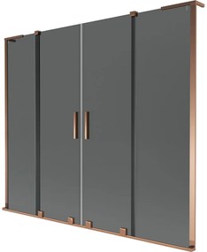 Mexen Velar L Duo parawan nawannowy 2-skrzydłowy rozsuwany 170 x 150 cm, grafit, różowe złoto - 896-170-003-42-60