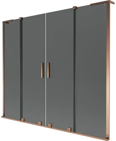 Mexen Velar L Duo parawan nawannowy 2-skrzydłowy rozsuwany 170 x 150 cm, grafit, różowe złoto - 896-170-003-42-60