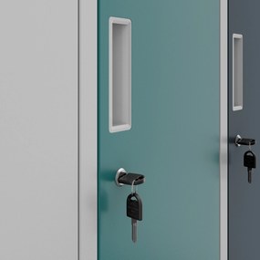 Szafka socjalna ubraniowa BHP szaro-wielokolorowa: 6-drzwiowa IGOR, 900 x 1850 x 450 mm