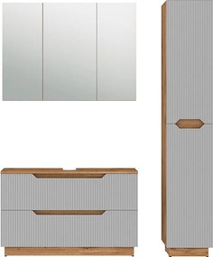 Zestaw mebli łazienkowych dąb/szary w paski 99.4x32x62.5 lotta