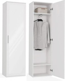 Szafa Duo | Biała | Nowoczesna Szafa z lustrem | 50x35x180 cm | Przedpokój