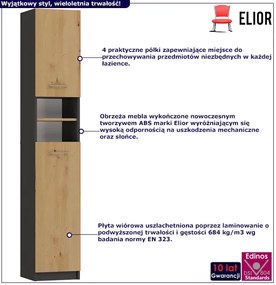 Słupek łazienkowy antracyt + dąb artisan L9-B87