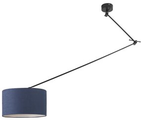 Lampa wisząca czarna z kloszem 35 cm niebieskim regulowanym - Blitz Nowoczesny Oswietlenie wewnetrzne