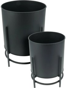 Zestaw stojaków metalowych na kwiaty Celano, czarne, 2 szt.