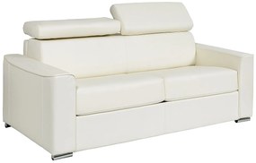 Kanapa 3-osobowa rozkładana typu express z białej skóry bawolej - pow. spania 140 cm - Materac 22 cm z pamięcią kształtu - VIZIR