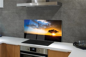 Panel szklany do Kuchni Samotne Drzewo pod Chmurami