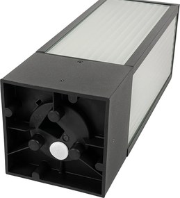 Stojąca lampa ogrodowa czarna z żebrowanym szkłem 40 cm IP44 - Charlois