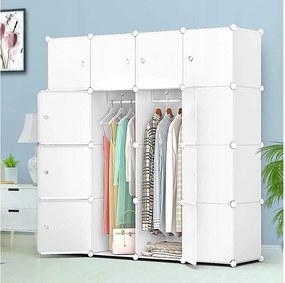 Szafa modułowa garderoba szafka regał półka biała duża drążek