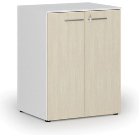 Szafa biurowa z drzwiami PRIMO WHITE, 2 półki, 800 x 640 x 1027 mm, biały/brzoza