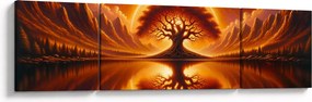 Obraz – Drzewo w krwawym słońcu (170x50 cm)