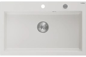 Mexen Elix zlewozmywak granitowy 1-komorowy 800 x 500 mm, biały, syfon chrom - 6527801005-20