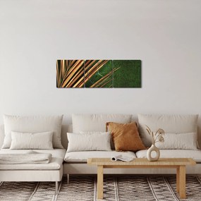 Obraz z liściem (z zegarem) (90x30 cm)