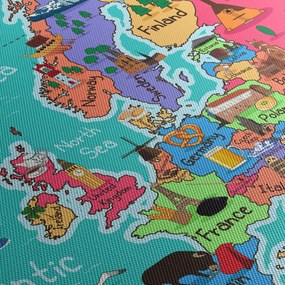 Obraz - Dziecięca mapa Europy (125x70 cm)