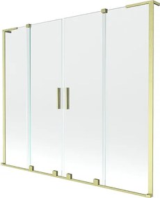 Mexen Velar L Duo parawan nawannowy 2-skrzydłowy rozsuwany 180 x 150 cm, transparent, złoty szczotkowany - 896-180-003-02-55