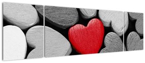 Obraz drewnianych serc (170x50 cm)