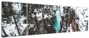 Obraz - górska rzeka zimą (170x50 cm)