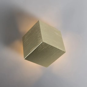 Nowoczesny Kinkiet / Lampa scienna złoty z efektem świetlnym - CubeDesignerski Oswietlenie wewnetrzne