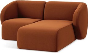 Aksamitny narożnik (prawostronny/z szezlongiem) w kolorze terakoty Lani – Makamii