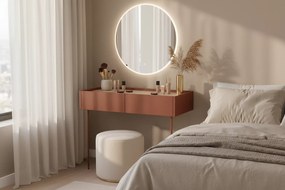 Toaletka Desin 100 cm z szufladami i metalowymi nogami - ceramic red / dąb nagano