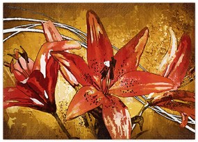 Obraz na szkle kwiatów lilii (70x50 cm)