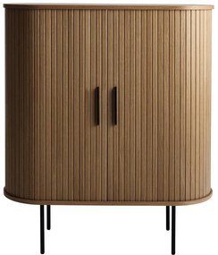 Brązowa szafka na wino w dekorze dębu z drzwiami przesuwnymi 100x118x40 cm Nola – Unique Furniture