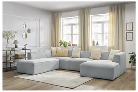 Jasnoszary sztruksowy narożnik modułowy (lewostronny/w kształcie litery U) Megeve – Bobochic Paris