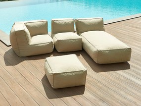 Zestaw mebli ogrodowych tapicerowanych 4-osobowy: 1 fotel, 1 fotel narożny, 1 szezlong i 1 puf - Beżowy - NOUMARA marki MYLIA