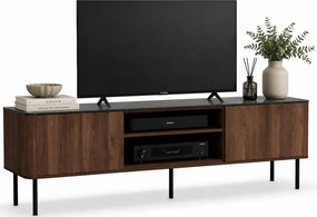 Szafka RTV na nóżkach 150 cm orzech warmia + czarny marmur W4-D91