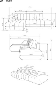 Narożnik wolnostojący BALOO Lewy w tkaninie LAMBI 13