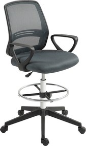 Vinsetto Ergonomiczny Fotel Biurowy z Podłokietnikami i Regulowanym Podnóżkiem Siatka Szary